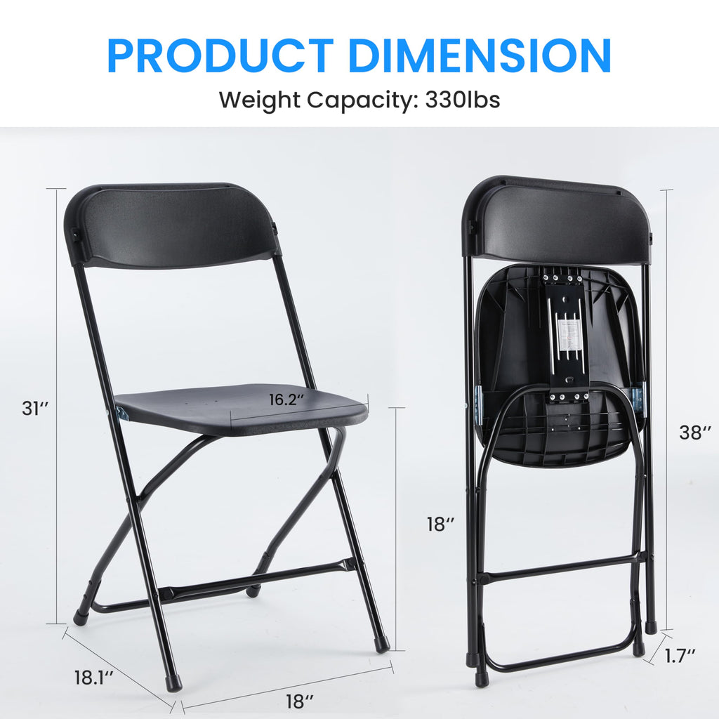 10 Pcs Black Plastic Folding Chair with Metal Frame B2954