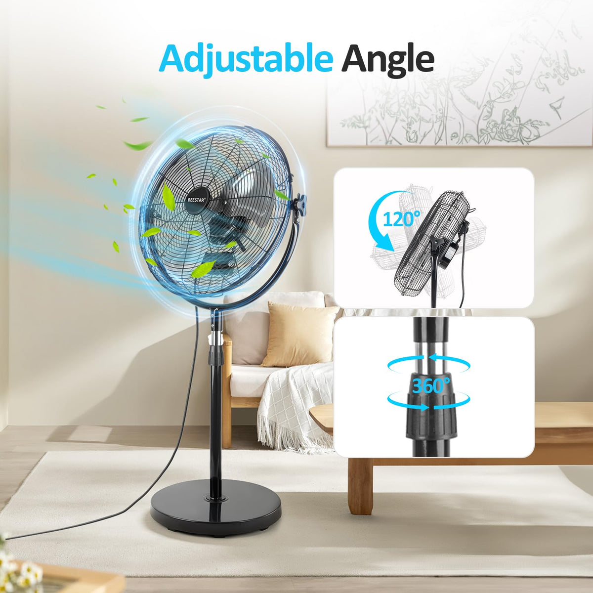 20 Inch Heavy Duty High Velocity Metal Stand Pedestal Fan I16749