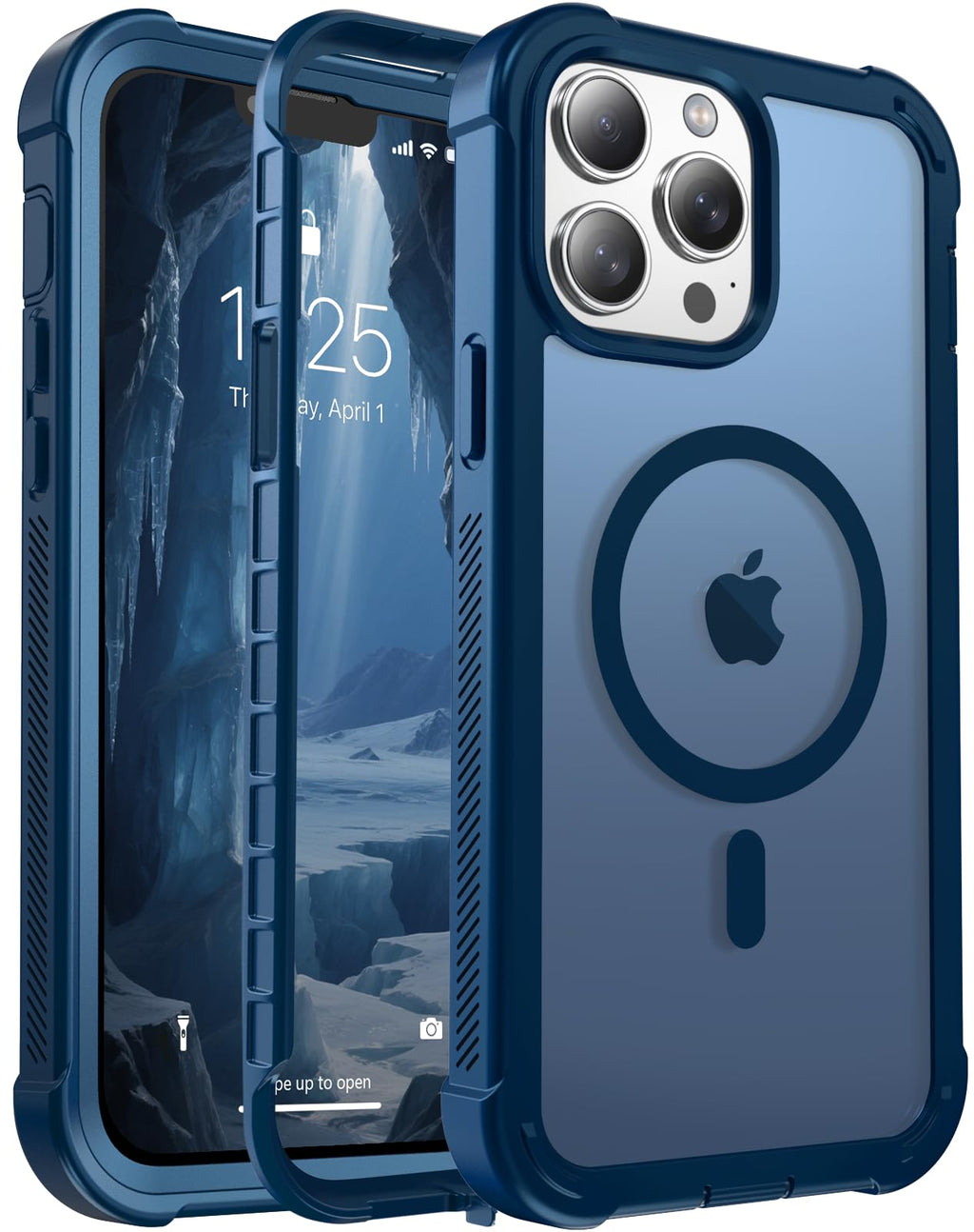 Magnetic iPhone 13 Pro Max Case Heavy Duty Protection Deep Blue G679