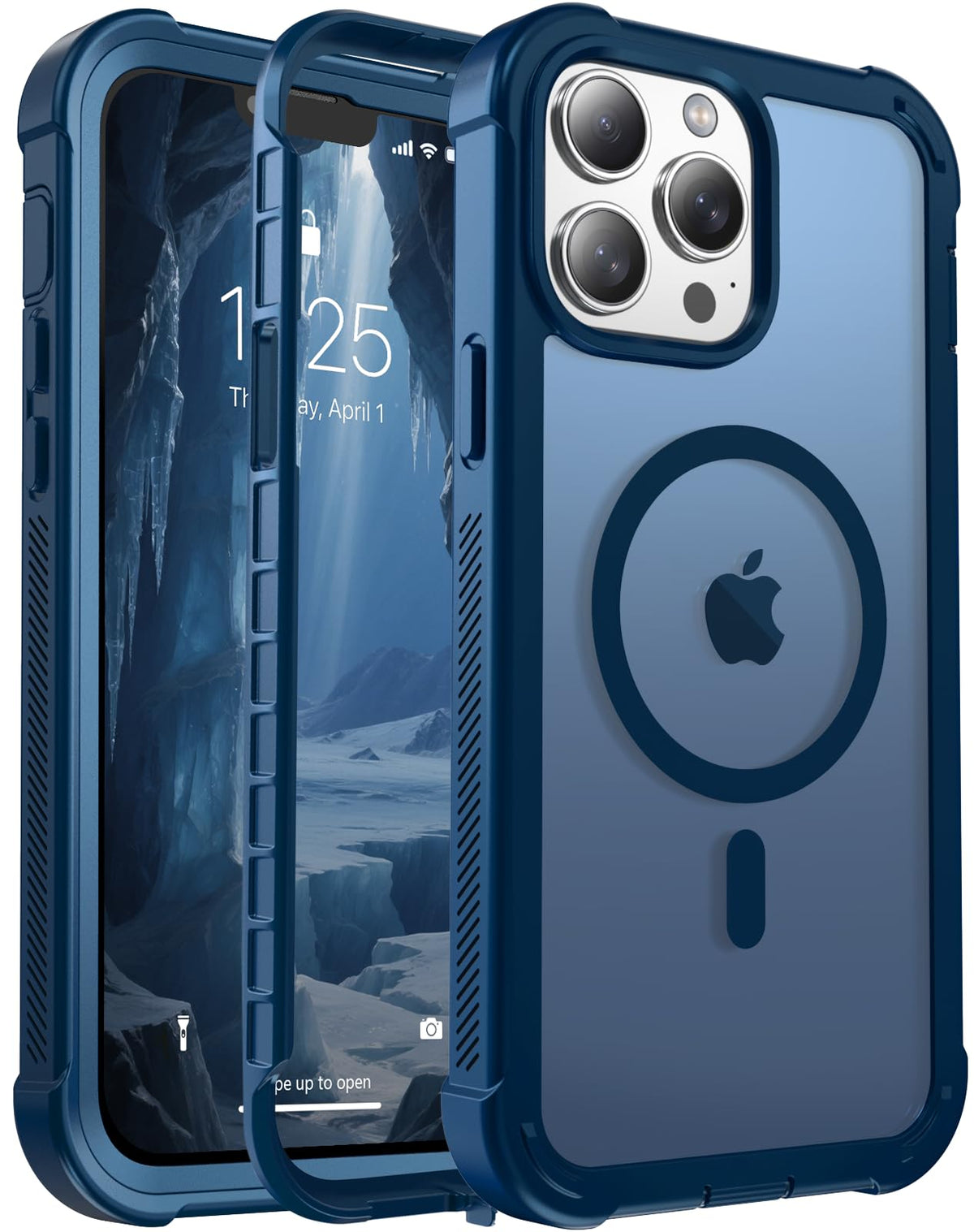 Magnetic iPhone 13 Pro Max Case Heavy Duty Protection Deep Blue G679