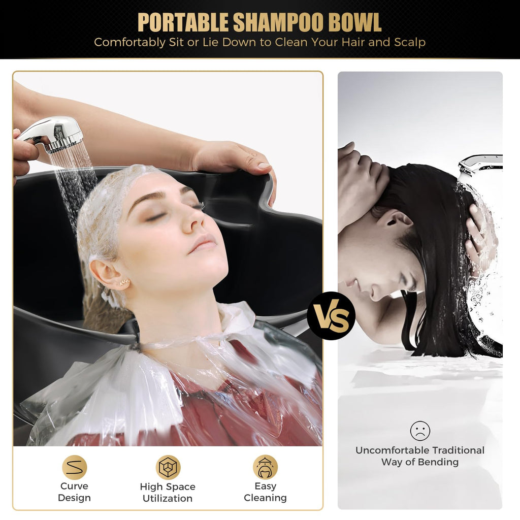 Portable Shampoo Basin with 2 Buckets and Electric Pump S575