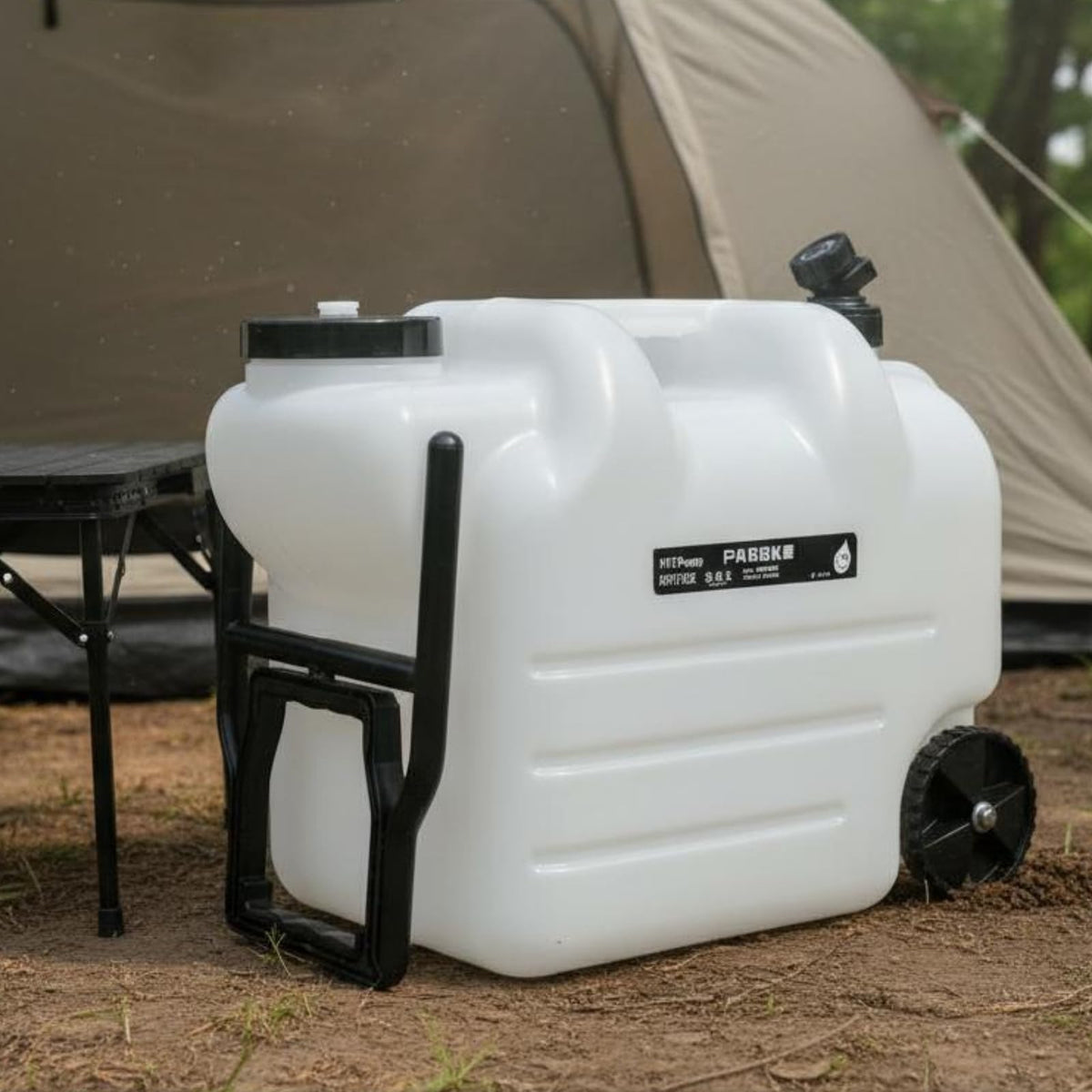 Portable Water Container with Faucet, Wheels, Black W850