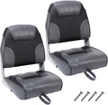 2 Pack Low Back Folding Boat Seats Black Gray W8551