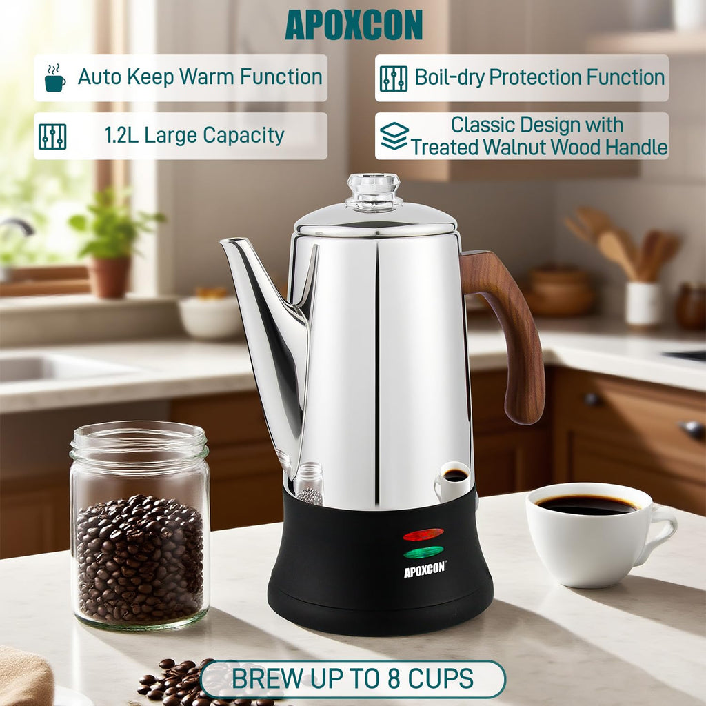 Electric Stainless Steel Coffee Percolator 8 Cup U129701