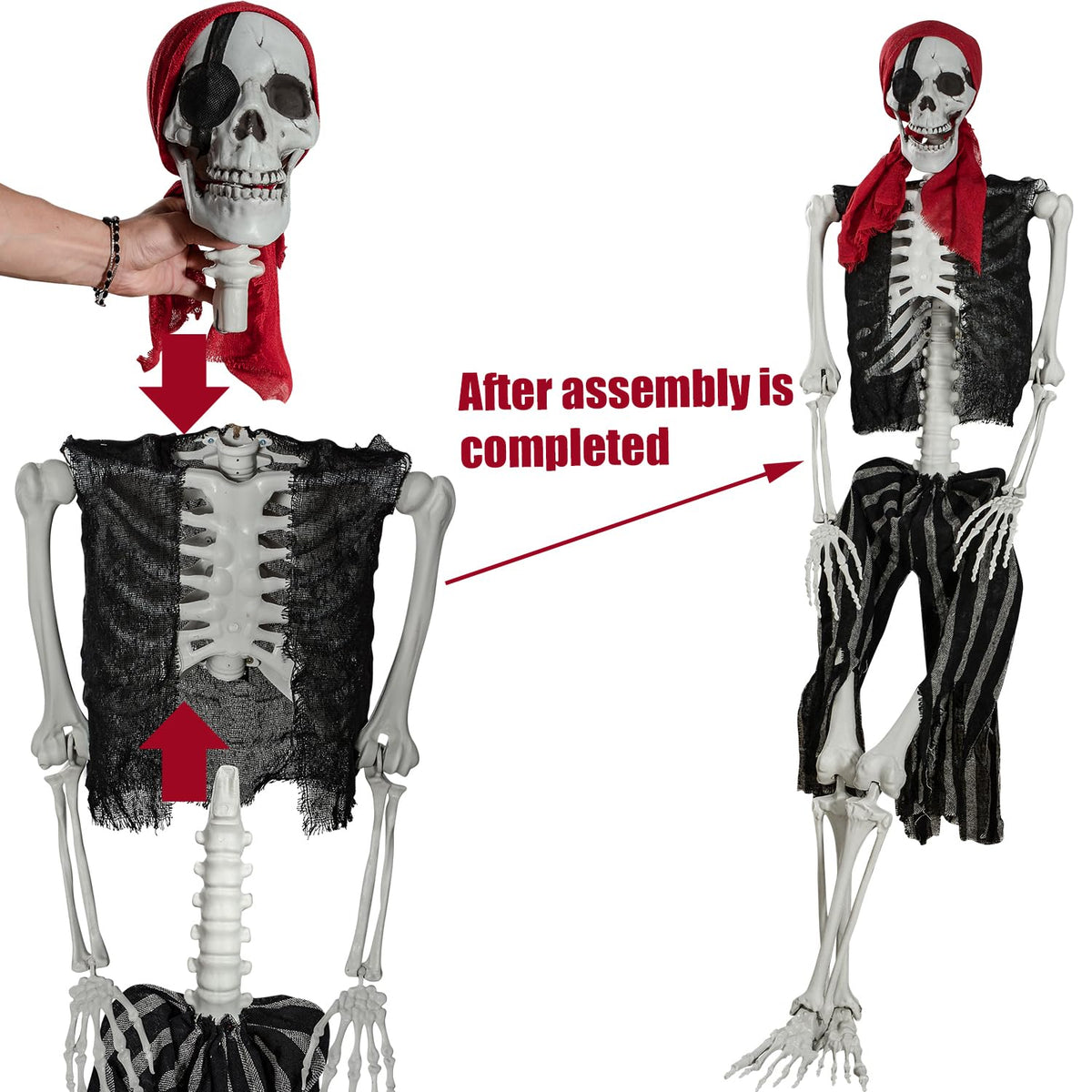 5.4ft Life Size Pirate Skeleton with Movable Joints J316234