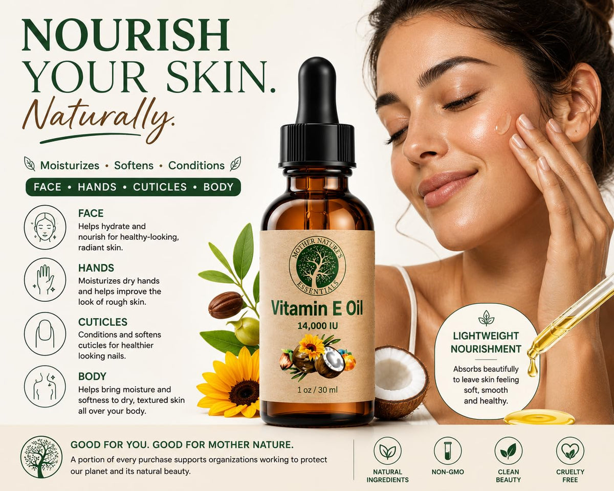 Vitamin E Oil with Jojoba & Coconut Oils + Vitamin C, 1 oz (2-Pack) U577867
