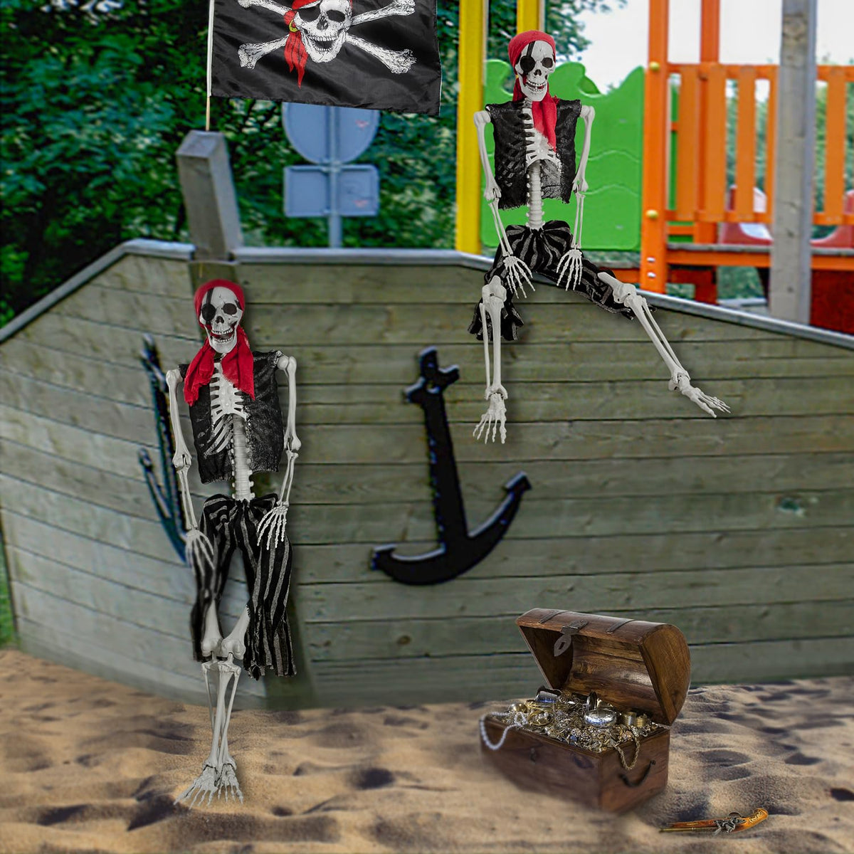 5.4ft Life Size Pirate Skeleton with Movable Joints J316234