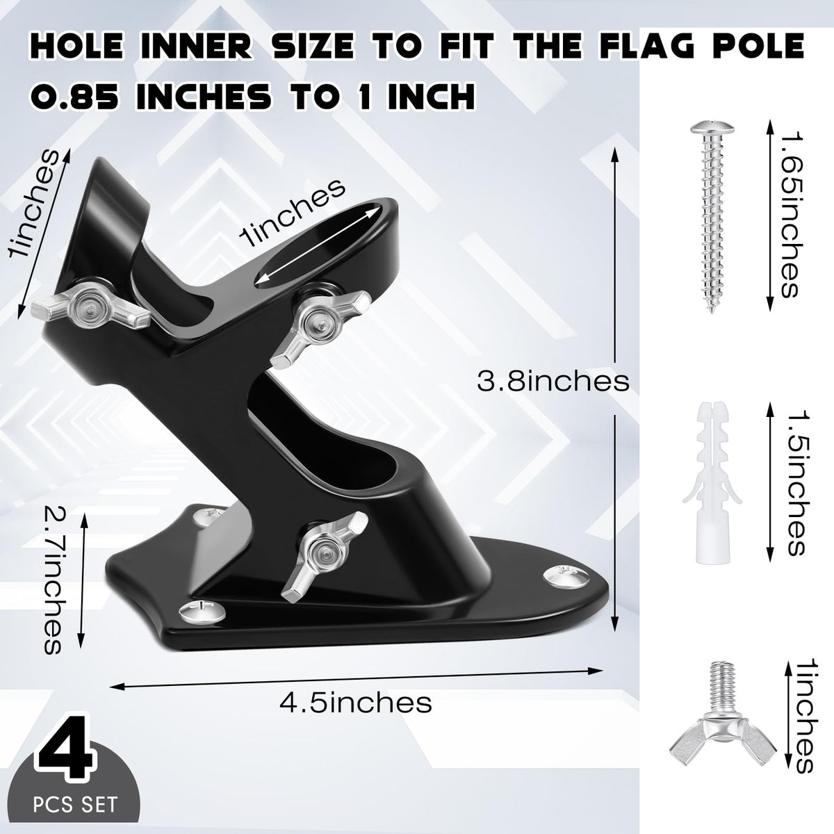 4 Pcs Black Flag Pole Holder M300