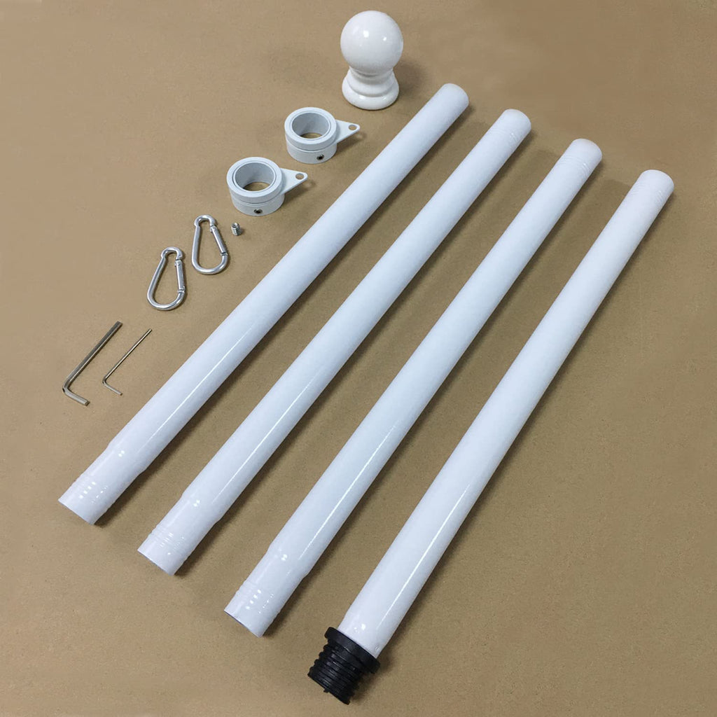 White 5 FT Stainless Steel Wall Mount Flag Pole Kit with 360° Rotating Rings M214778