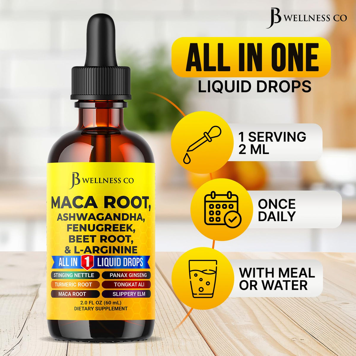 Organic Maca Root Liquid Drops with Ashwagandha 2oz E152778