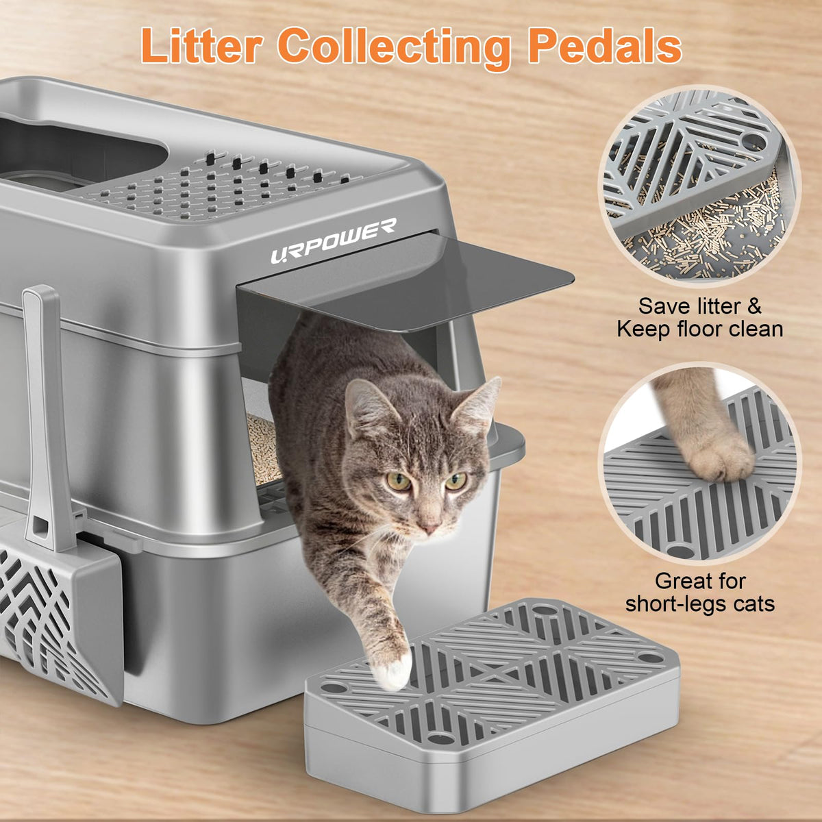 Extra Large Stainless Steel Litter Box with Lid G530