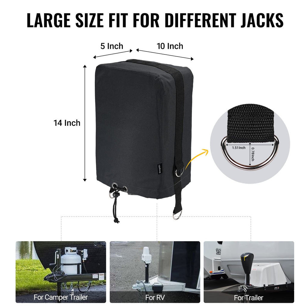 Black 600D RV Electric Tongue Jack Cover with D Rings S335987