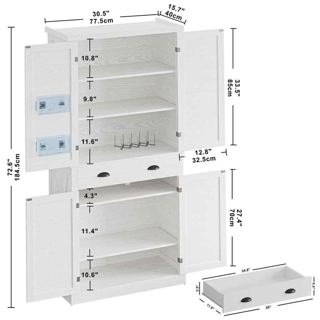 White Kitchen Pantry Storage Cabinet X495