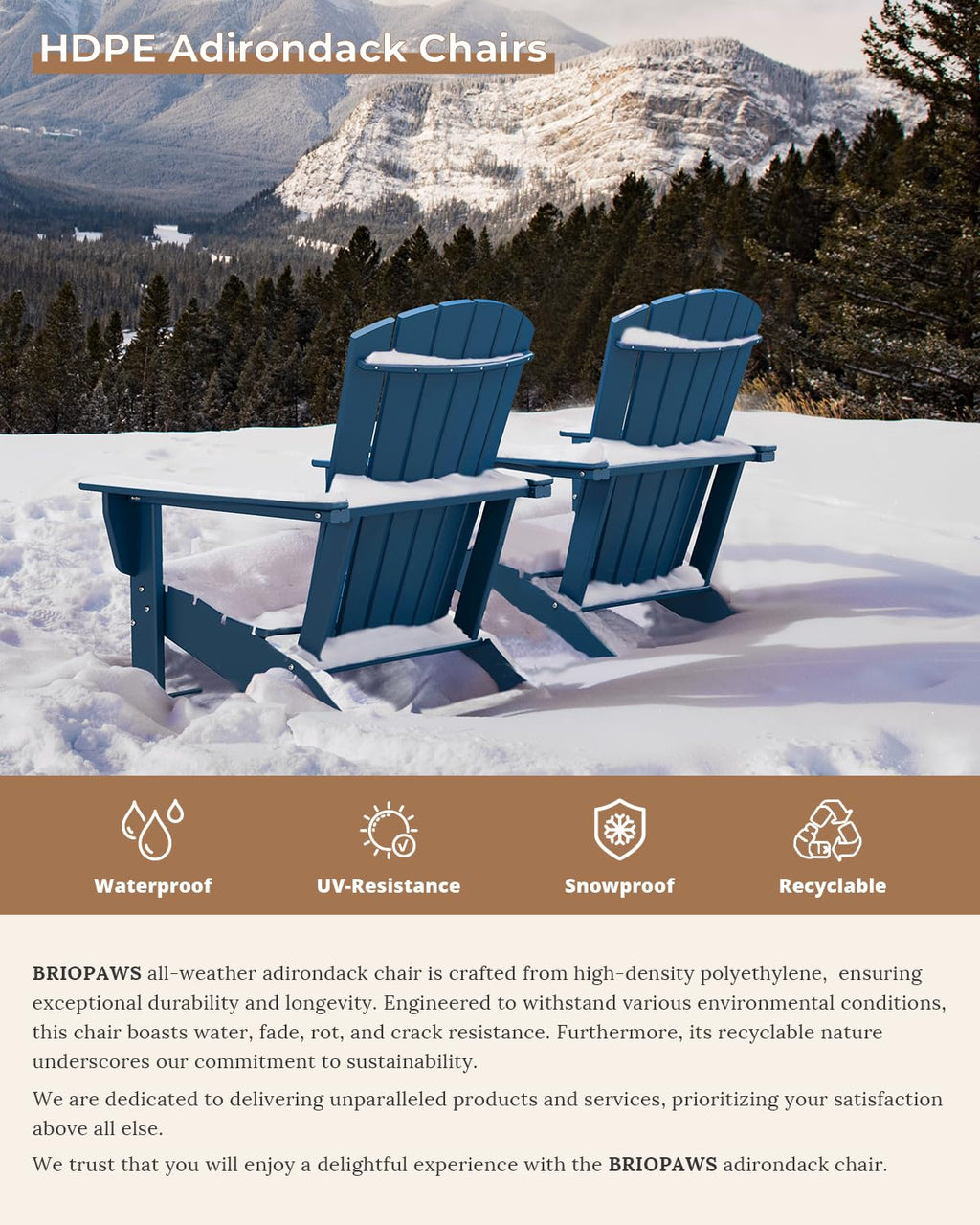 Oversized Adirondack Chairs Set of 2 Blue F610