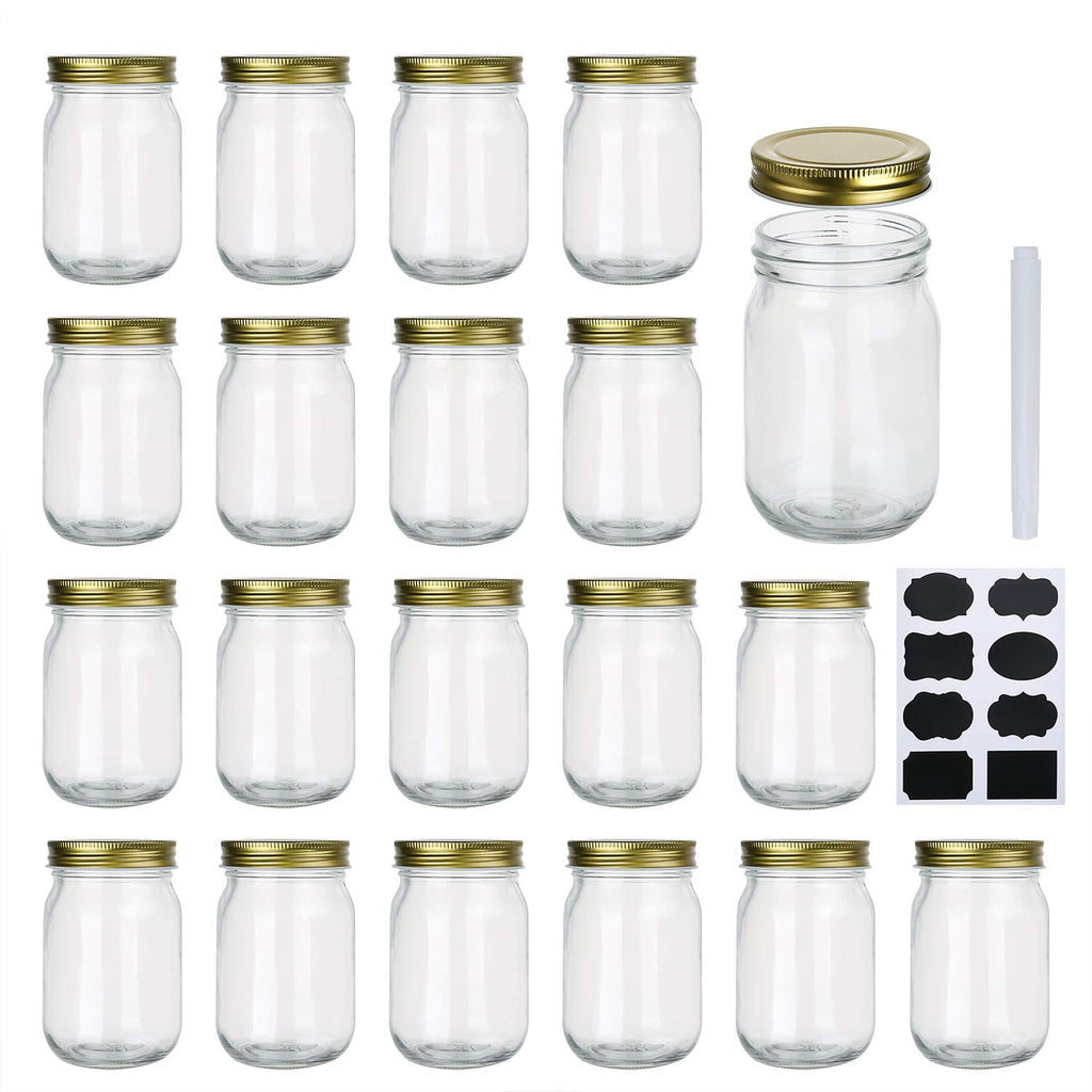 12 oz Glass Jars With Lids, Set Of 20 K34862