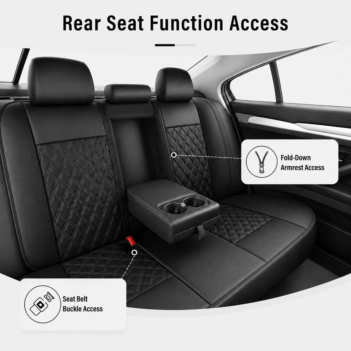 Black Nappa Leather Car Seat Covers Full Set X768079