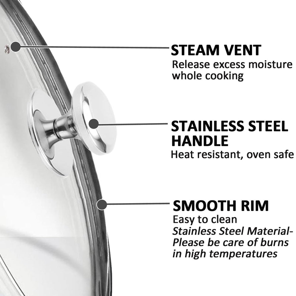 Glass Lids for Frying Pans, Pots, Cast Iron Pans B958