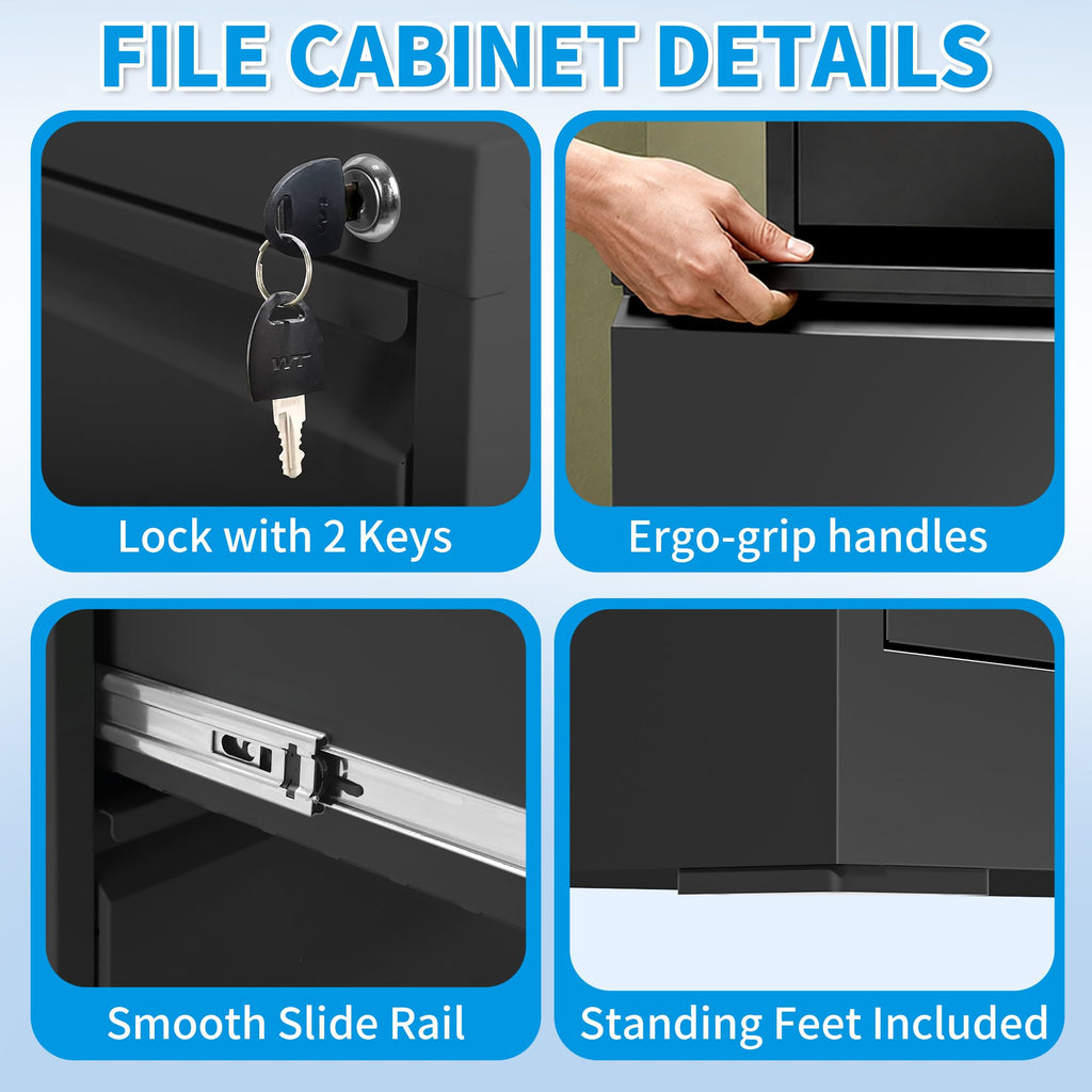 4-Drawer Mobile File Cabinet with Lock and Wheels I394550