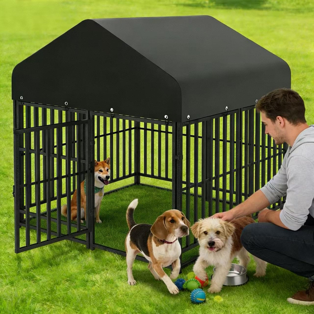 Small Dog Kennel Outdoor Heavy Duty Welded Wire Steel Pet Enclosure L604