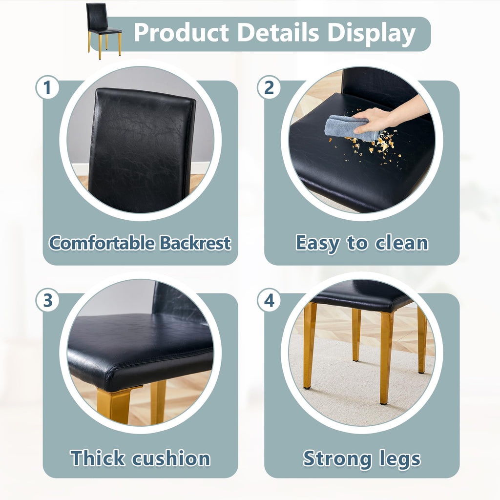 Black PU Leather Dining Chairs Set of 6 Y67306