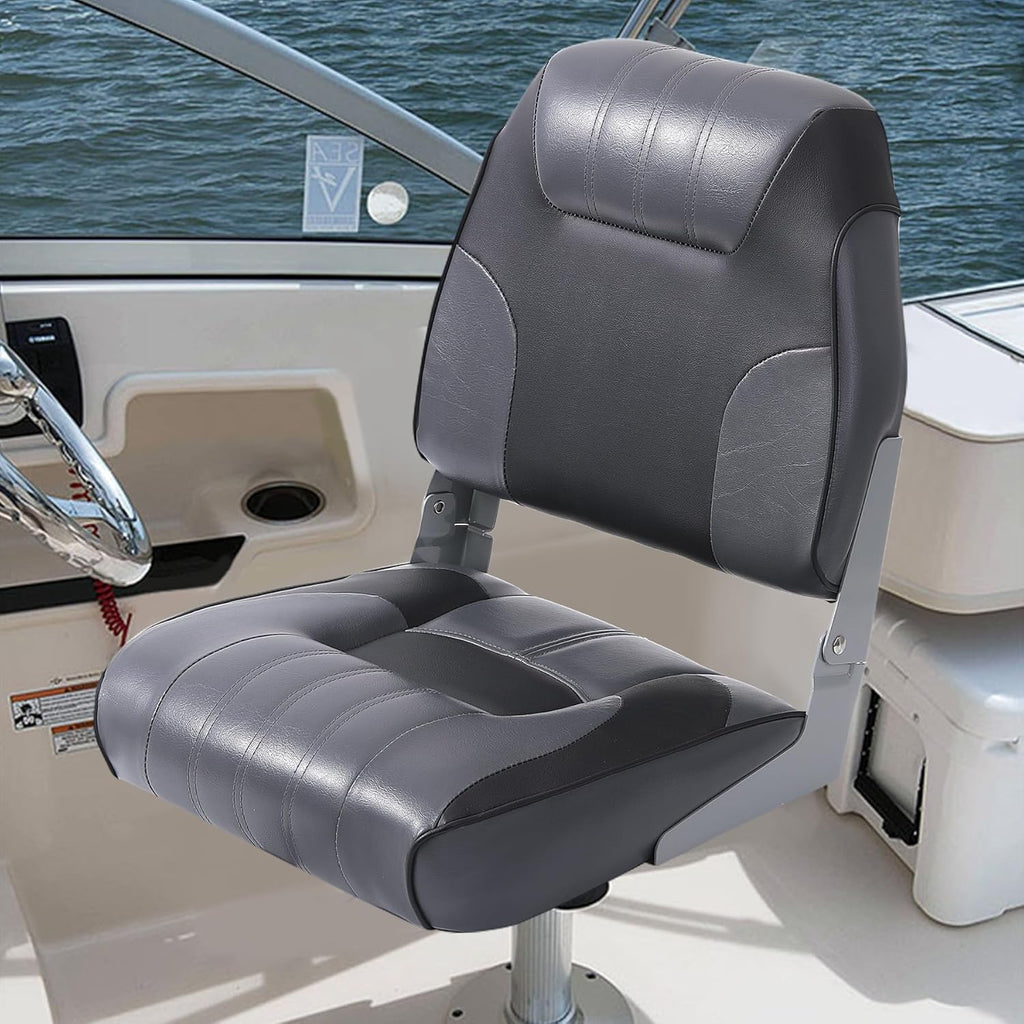 2 Pack Low Back Folding Boat Seats Black Gray W8551