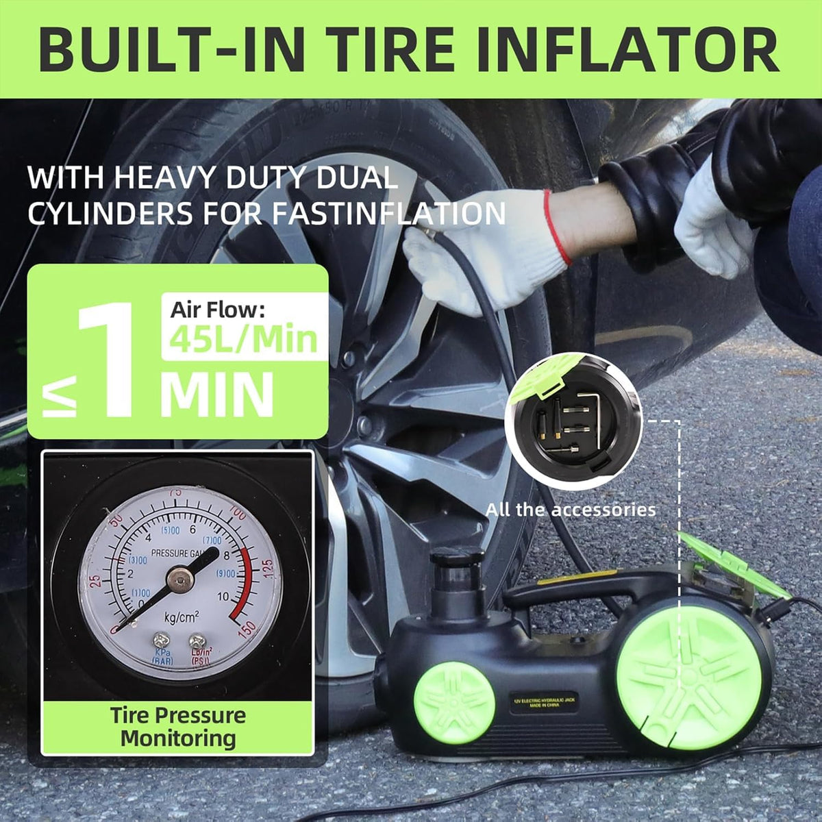 5 Ton Electric Car Jack 12V Portable Tire Changing Kit B83420