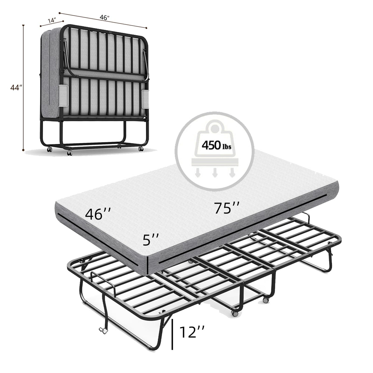 Folding Bed with Mattress U40218