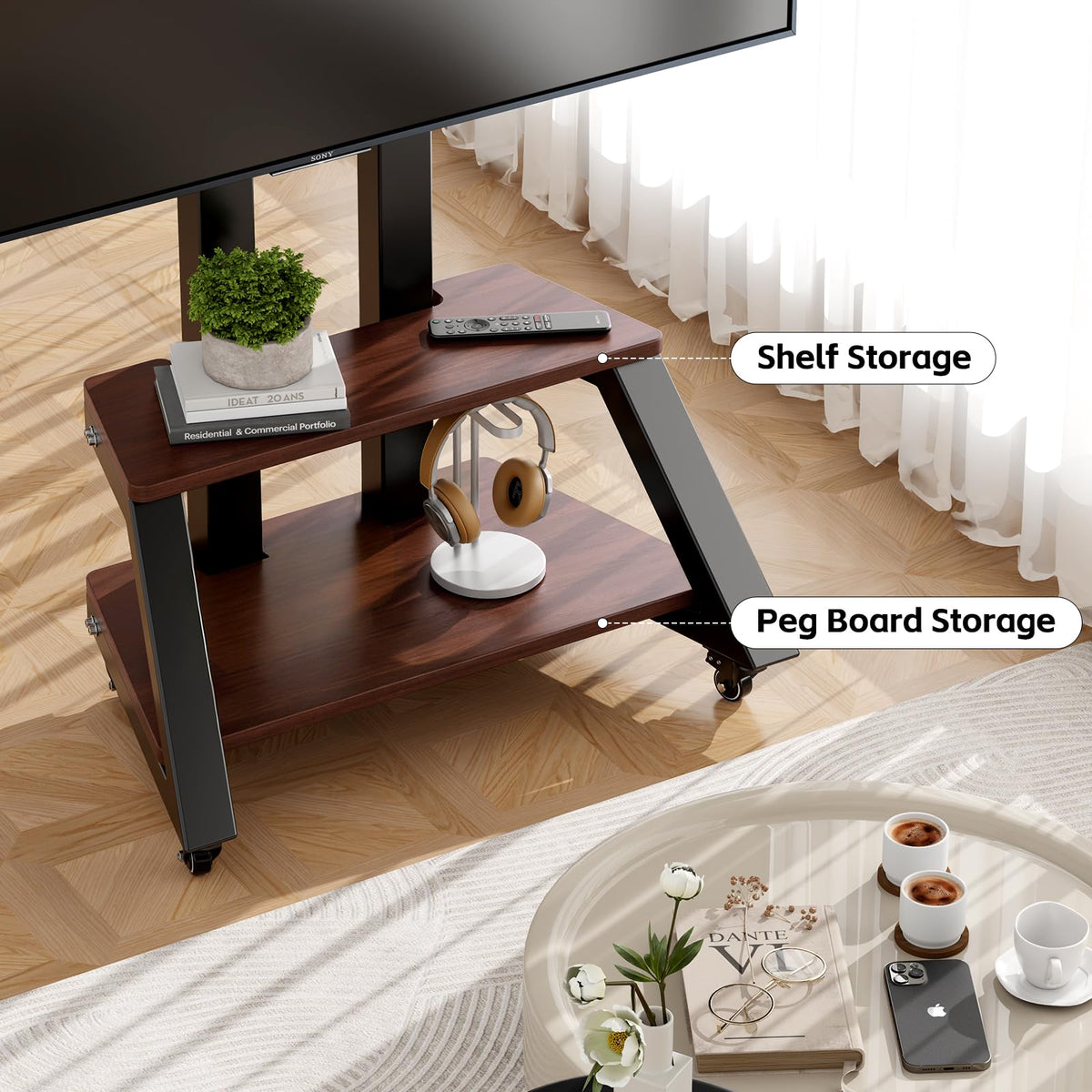 Rolling TV Cart with Wheels for 32-86 Inch TV J7391