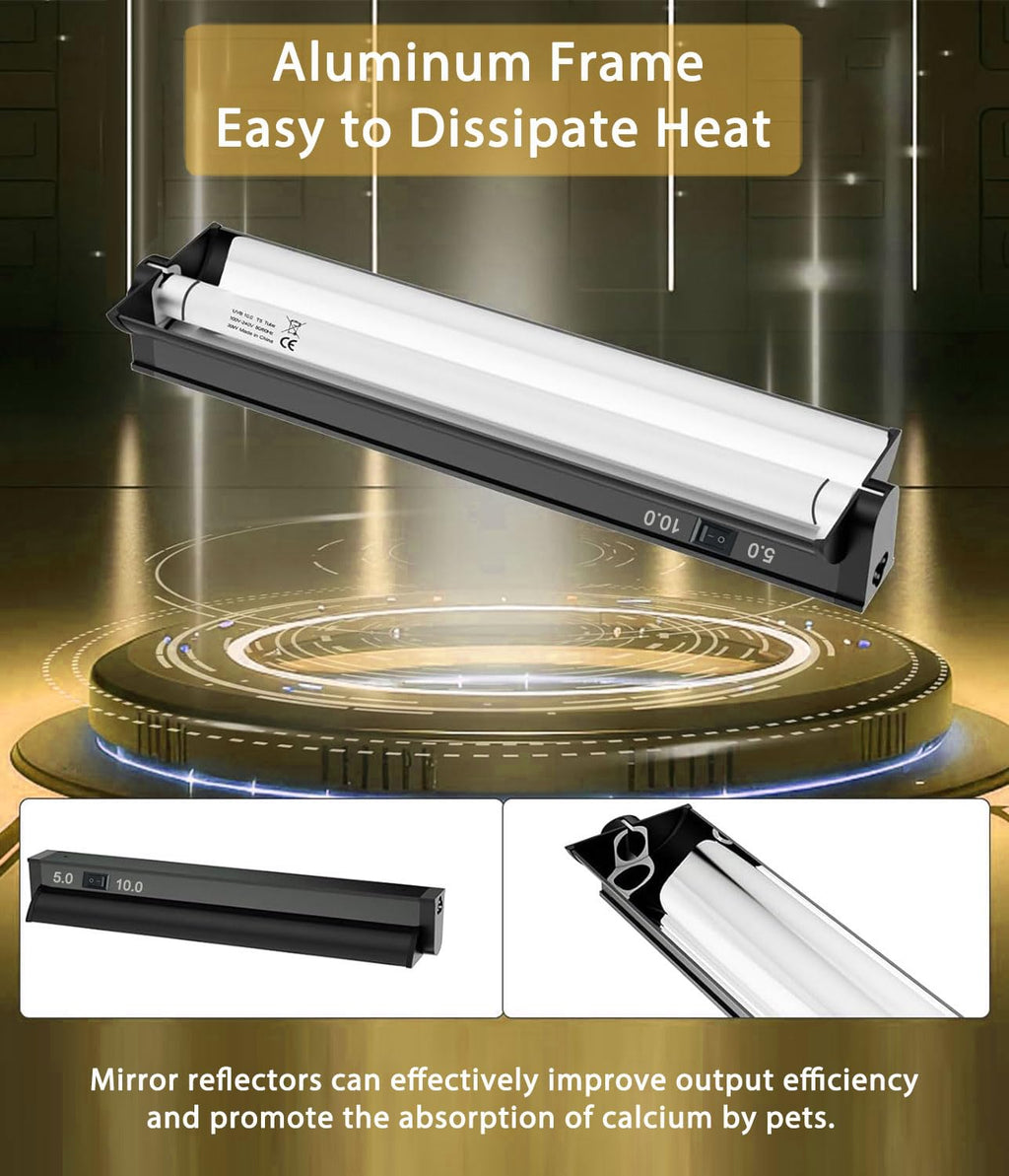 8W 12 Inch Switchable 10.0 & 5.0 UVB Reptile Light Fixture Combo Kit J51542