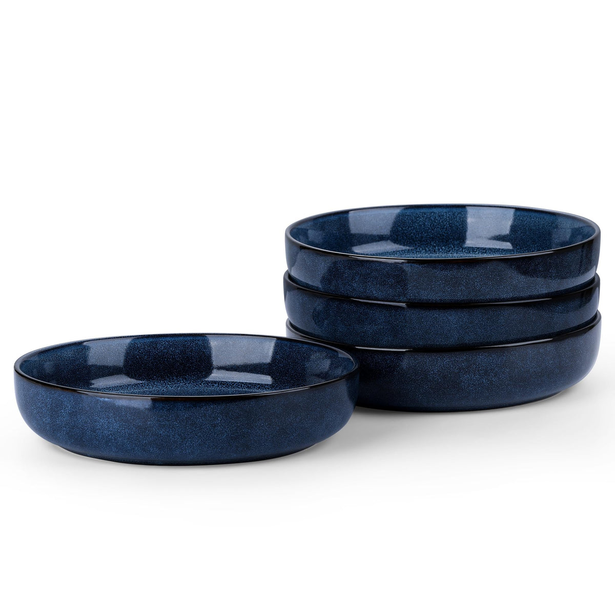 Stoneware Pasta Bowls Set of 4, 35oz Ceramic Bowls, Sapphire Blue H777