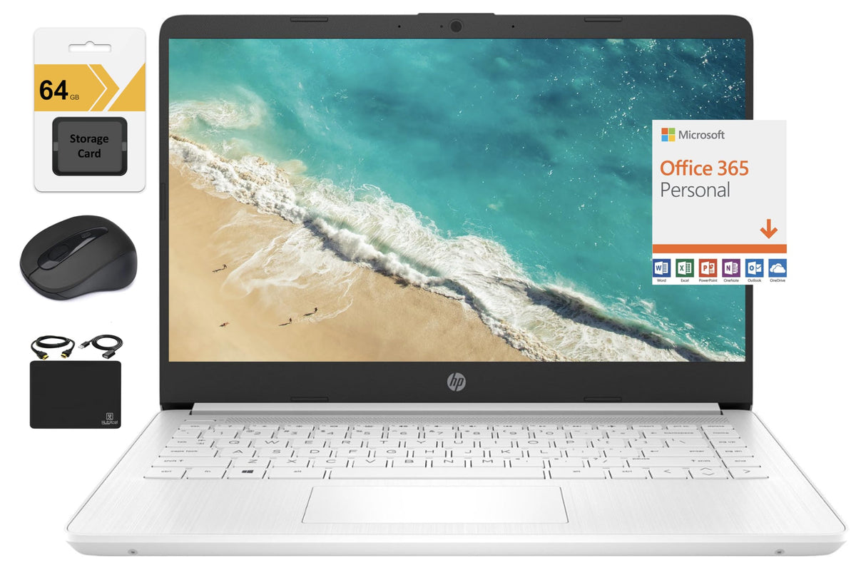 14" Quad-Core Intel Celeron Laptop, 4GB RAM, 128GB, Windows 11 S, White W8647