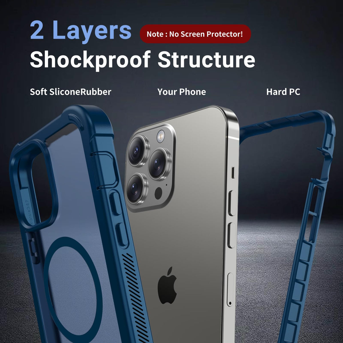 Magnetic iPhone 13 Pro Max Case Heavy Duty Protection Deep Blue G679