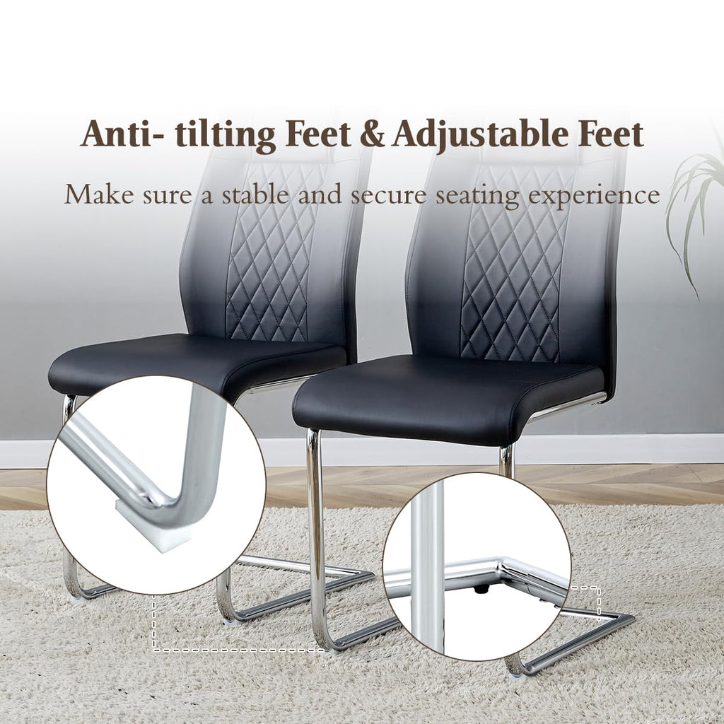 Black Faux Leather Dining Chairs Set 6 Q291