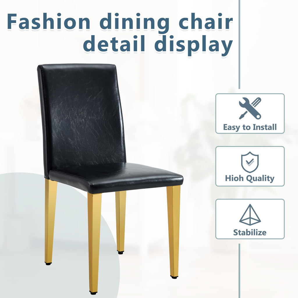 Black PU Leather Dining Chairs Set of 6 Y67306