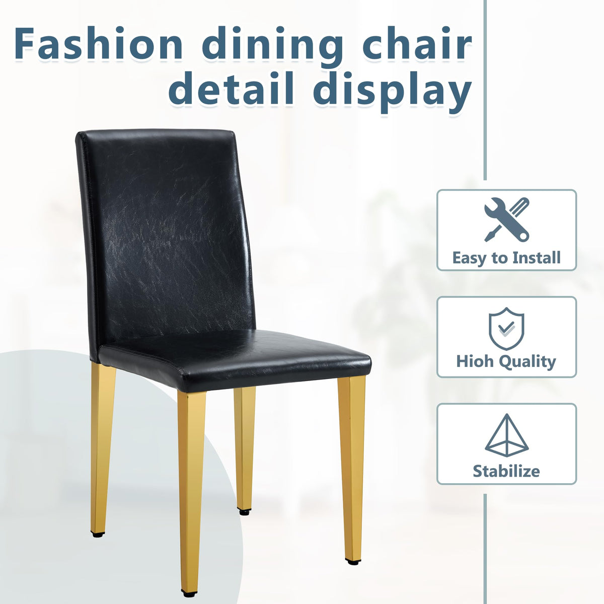 Black PU Leather Dining Chairs Set of 6 Y67306