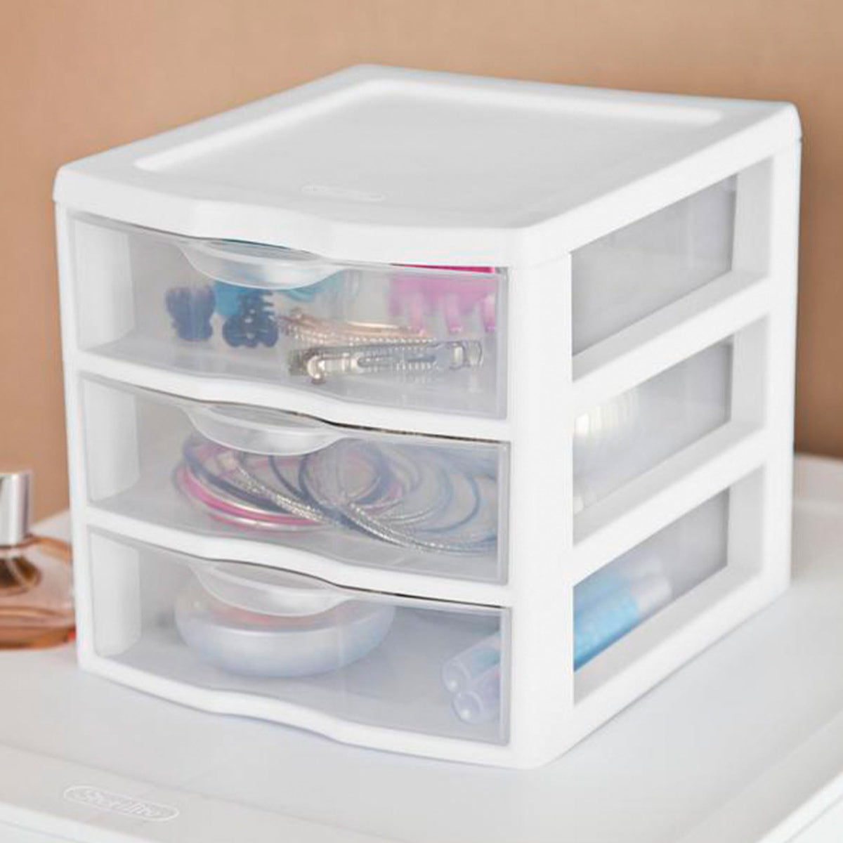 White Plastic 3 Drawer Desktop Storage Unit J2637
