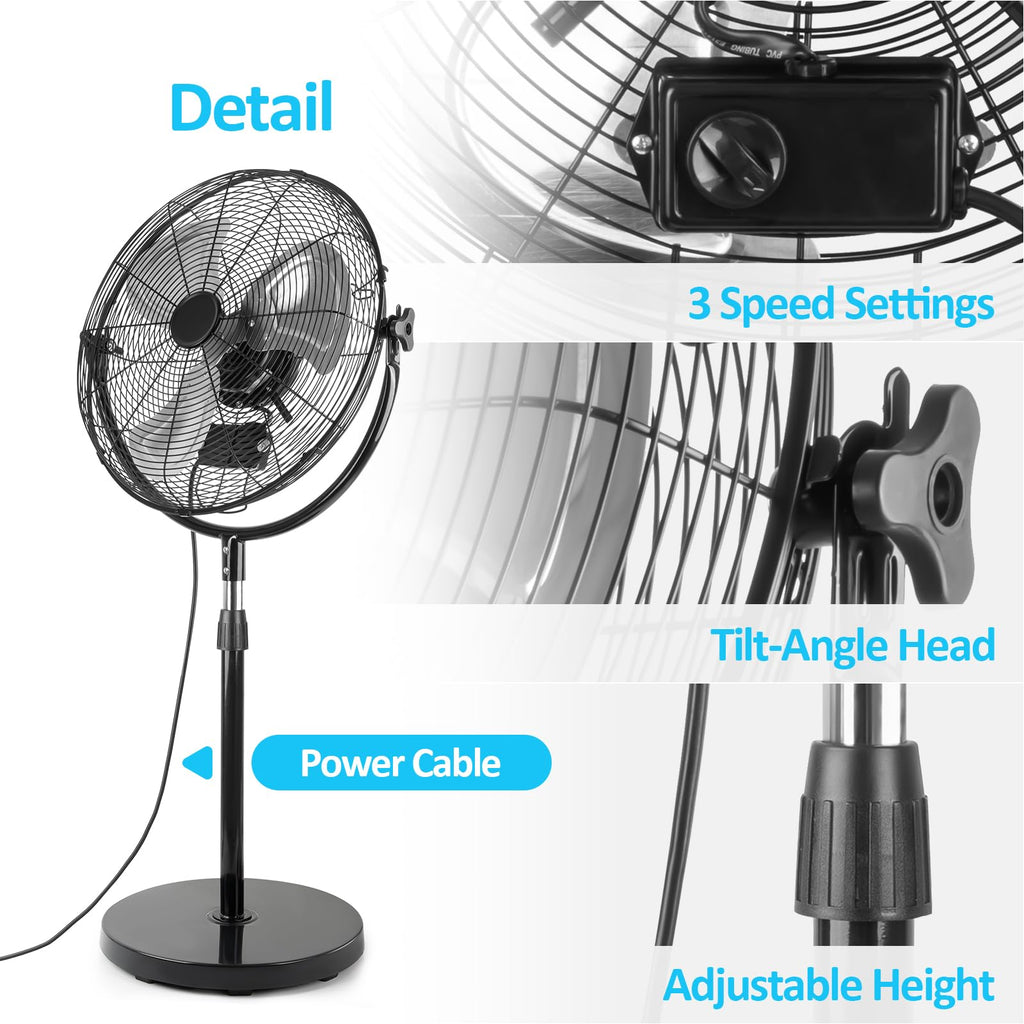20 Inch Heavy Duty High Velocity Metal Stand Pedestal Fan I16749