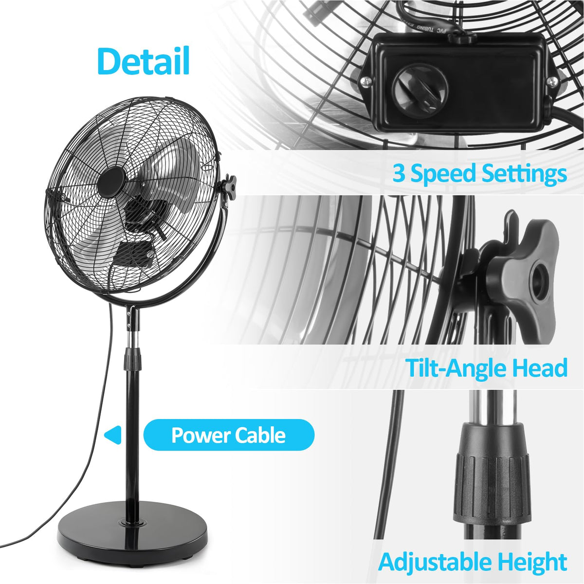 20 Inch Heavy Duty High Velocity Metal Stand Pedestal Fan I16749