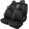 Black Nappa Leather Car Seat Covers Full Set X768079