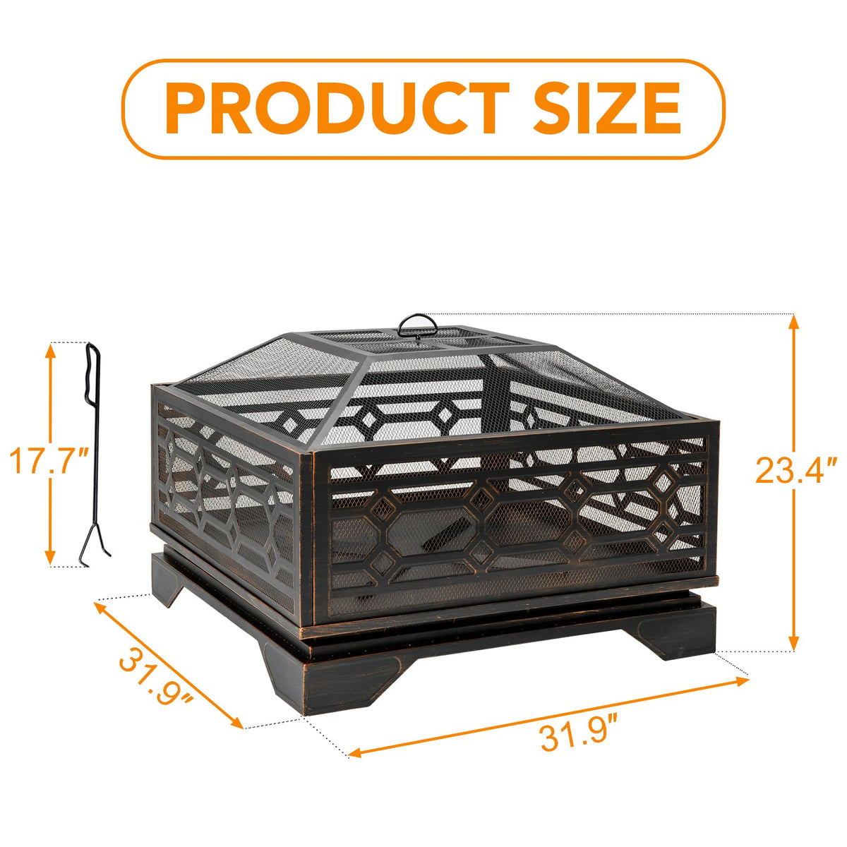 32 Inch Wood Burning Outdoor Fire Pit V538546