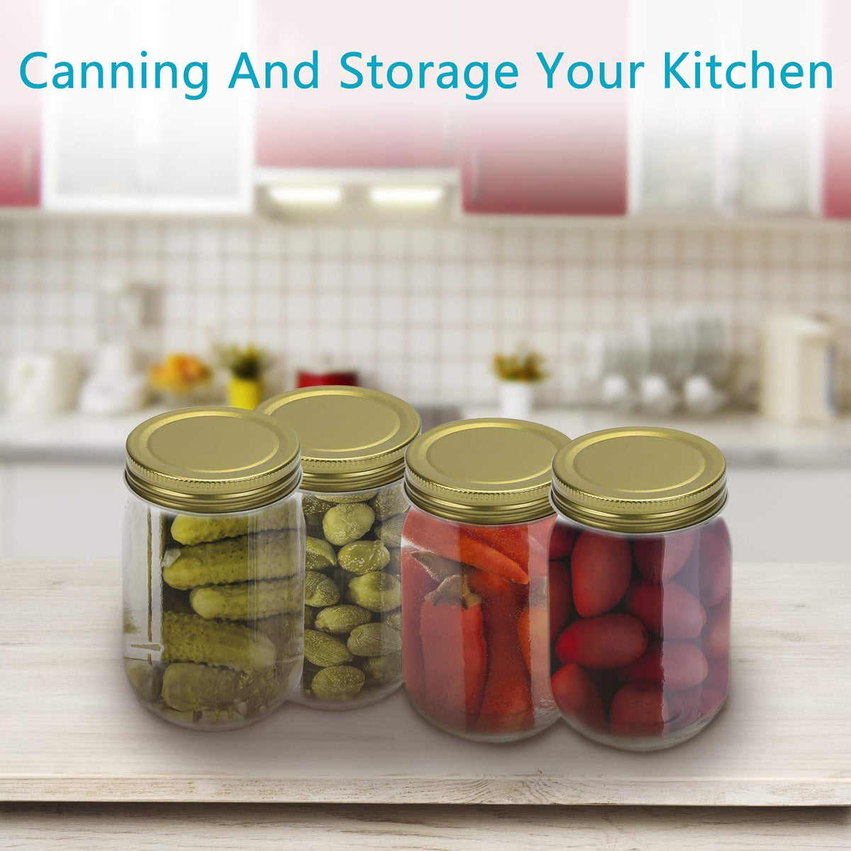 12 oz Glass Jars With Lids, Set Of 20 K34862
