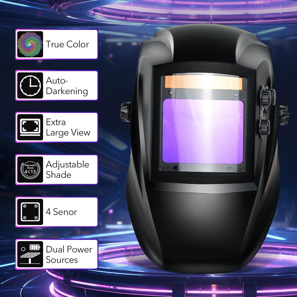 Auto Darkening Solar Powered Welding Helmet T33319