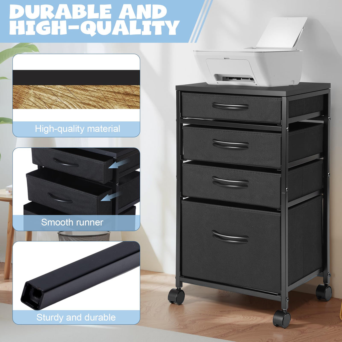 4 Drawer Rolling File Cabinet with Wheels B247485