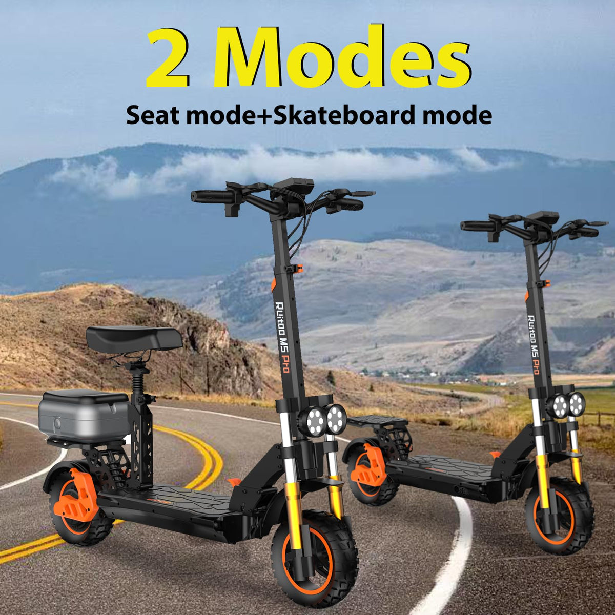 1600 W 50 Miles 40 MPH 10" Off Road Tire Folding E-Scooter 48V 27AH Battery with Detachable Seat E307