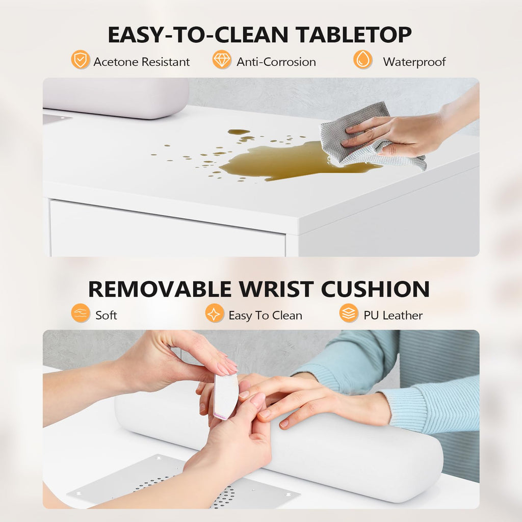 L Shaped Manicure Table with Dust Collector U563