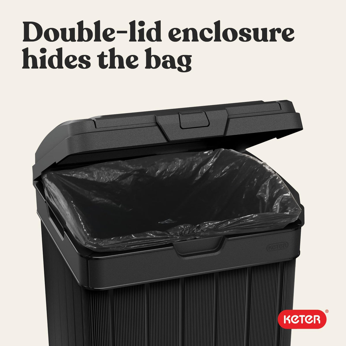 Black 38 Gallon Outdoor Trash Can with Lid and Drip Tray A3131