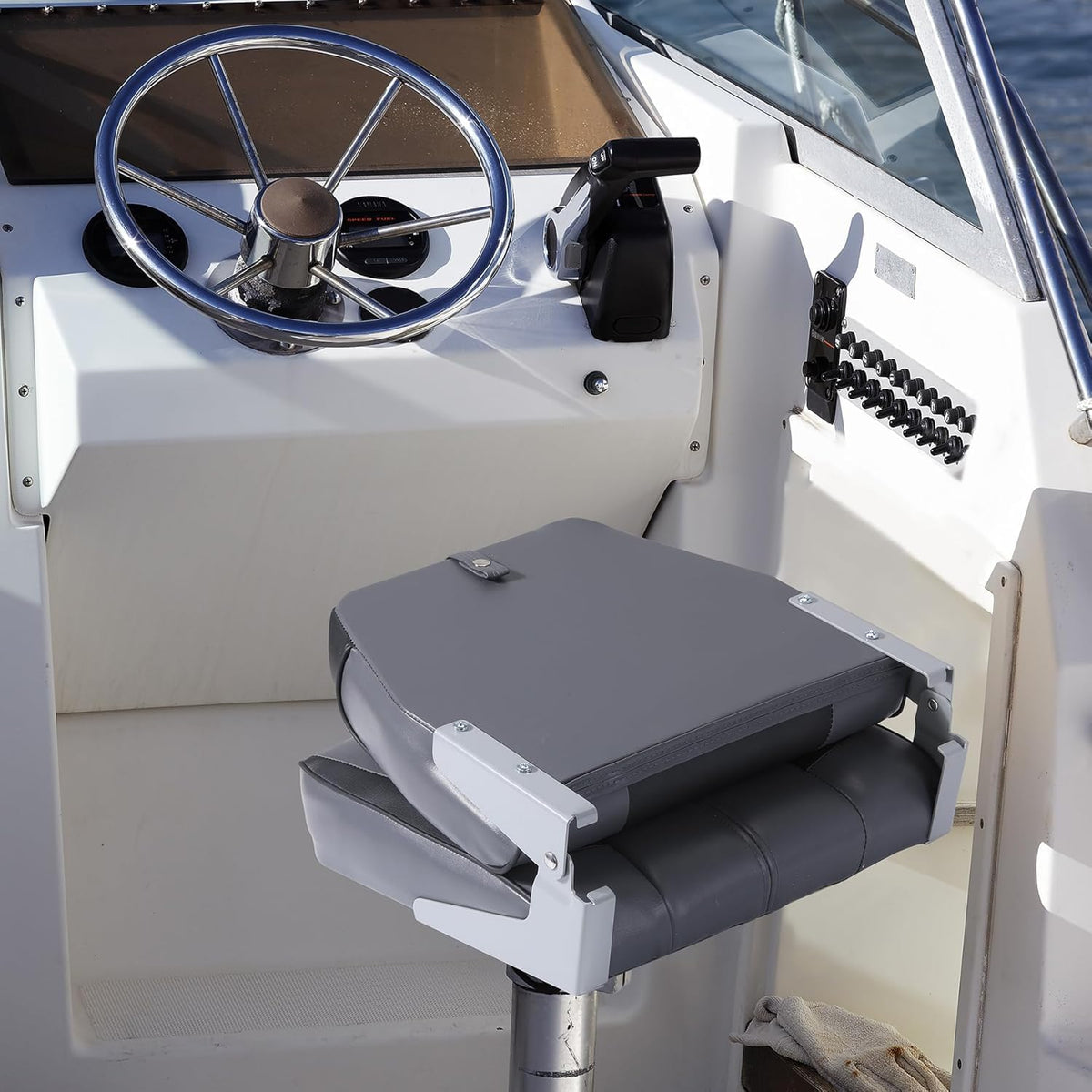 2 Pack Low Back Folding Boat Seats Black Gray W8551