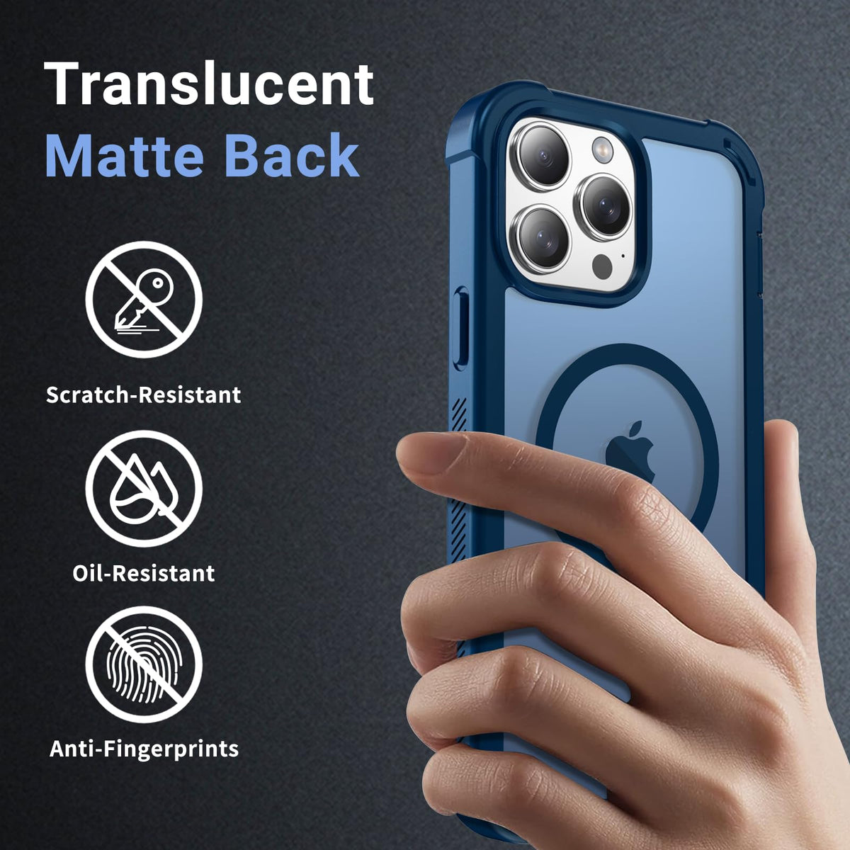 Magnetic iPhone 13 Pro Max Case Heavy Duty Protection Deep Blue G679