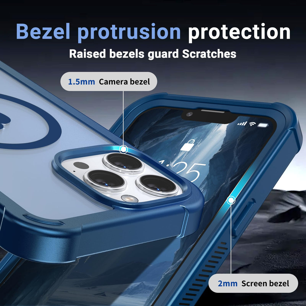 Magnetic iPhone 13 Pro Max Case Heavy Duty Protection Deep Blue G679