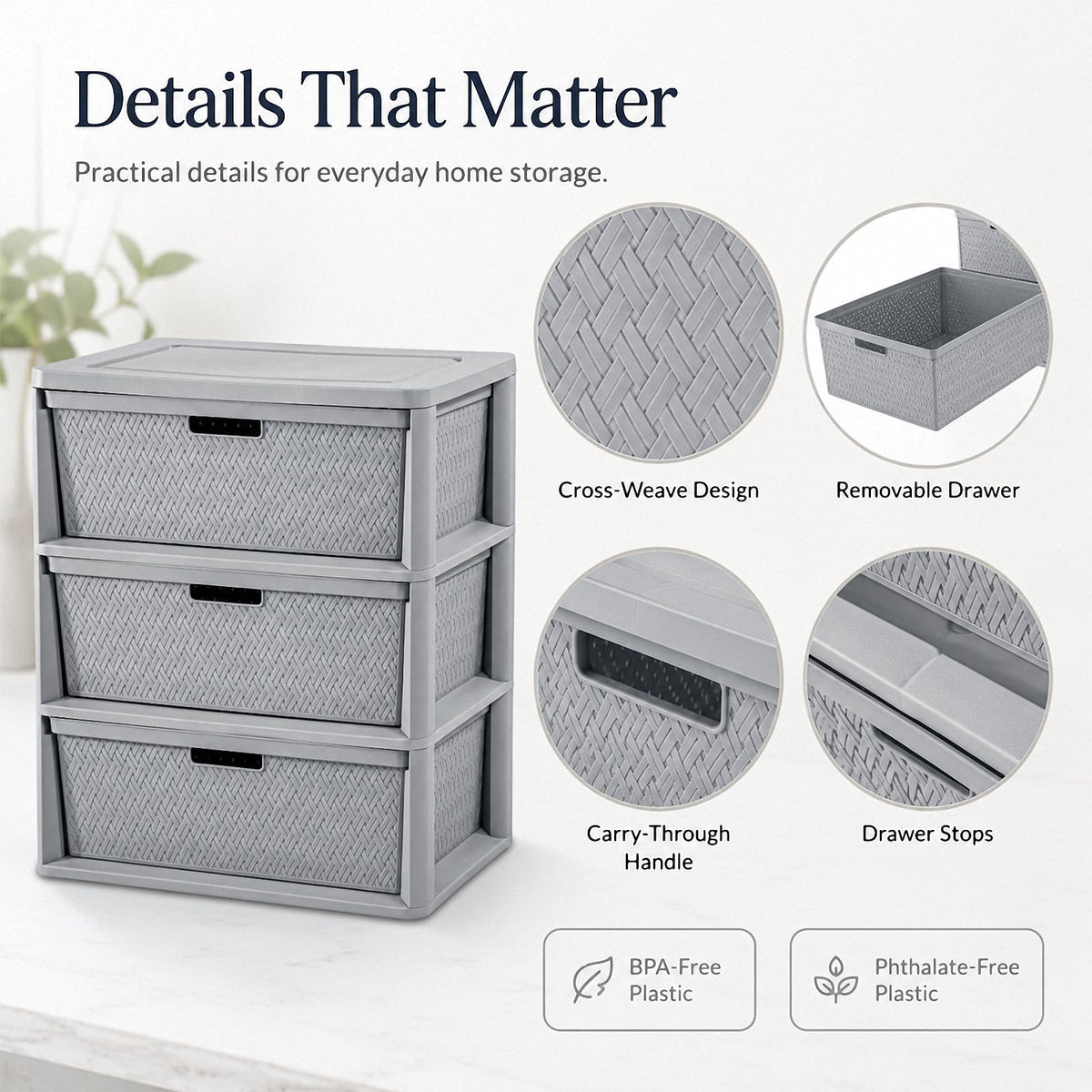 3 Drawer Plastic Storage Organizer F904030